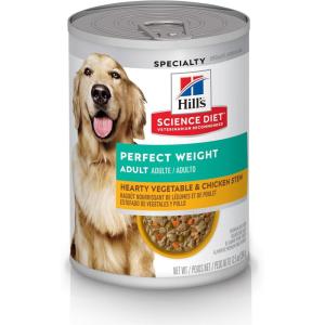 Hill’s Science Diet Perfect Weight, Adult 1-6, Weight Management Support, Wet Dog Food, Salmon & Vegetables Stew, 12.5 oz Can, Case of 12(Chicken & Vegetables Stew)