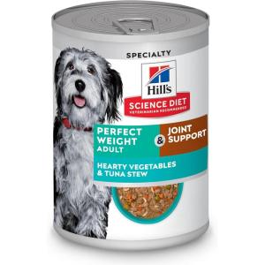 Hill’s Science Diet Perfect Weight, Adult 1-6, Weight Management Support, Wet Dog Food, Salmon & Vegetables Stew, 12.5 oz Can, Case of 12(Tuna & Vegetables Stew)