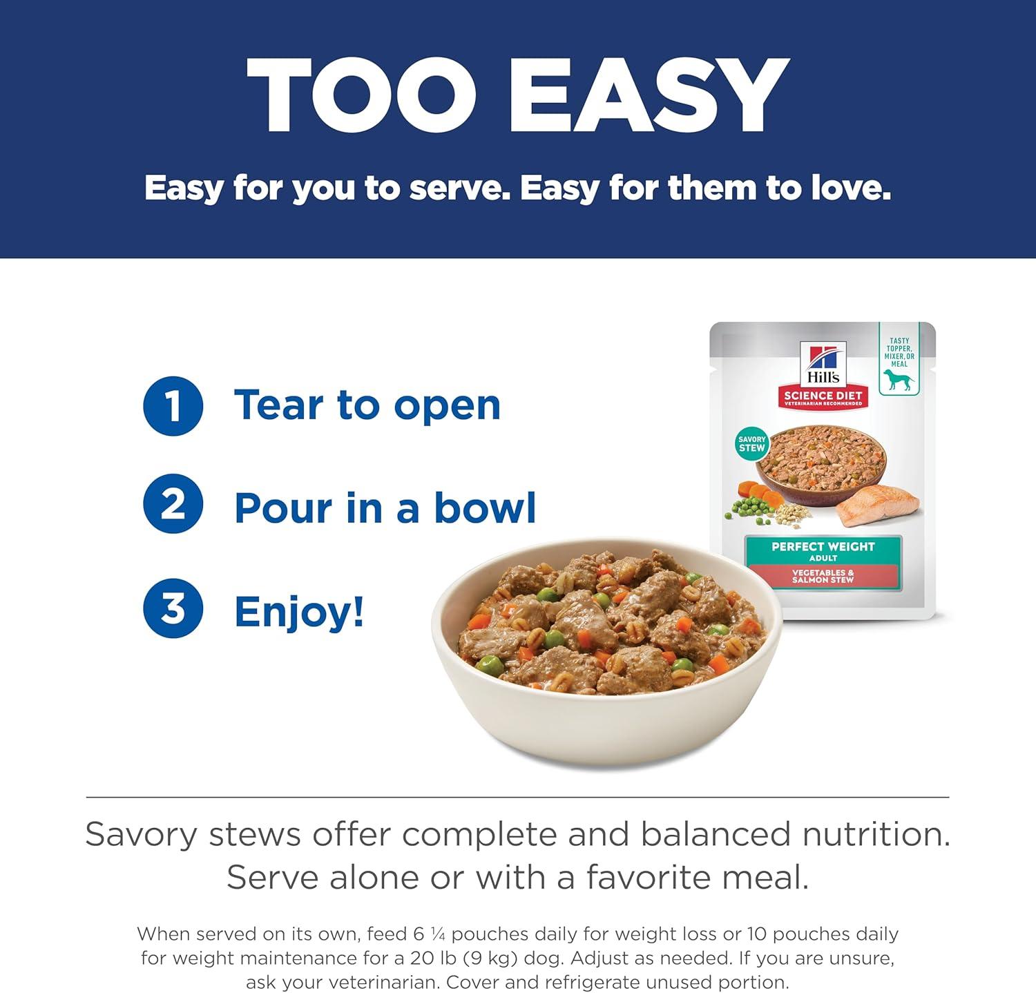 imageHills Science Diet Perfect Weight Adult 16 Weight Management Support Wet Dog Food Salmon amp Vegetables Stew 28 oz Pouch Case of 24