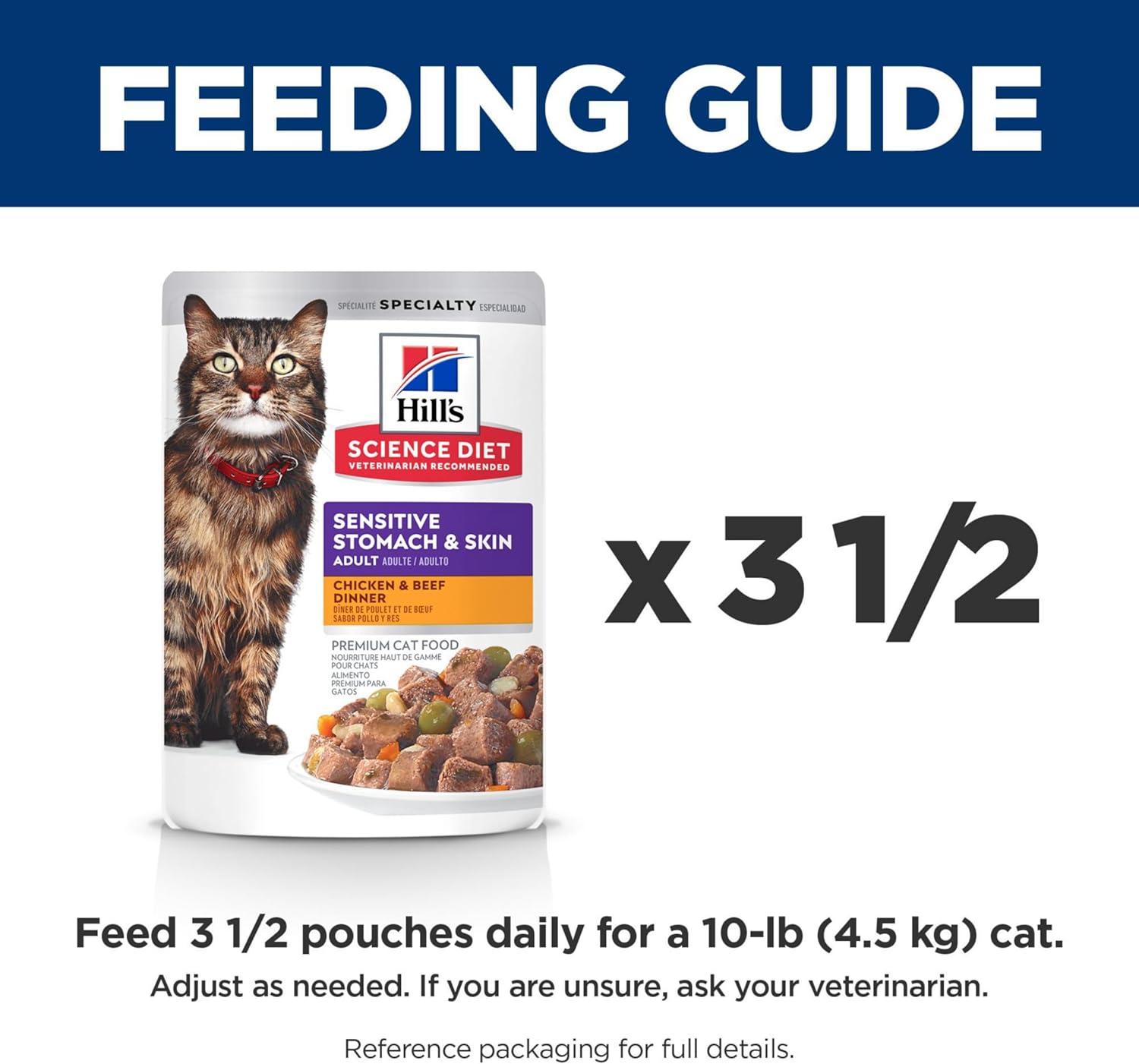 imageHills Science Diet Sensitive Stomach amp Skin Adult 16 Stomach amp Skin Sensitivity Support Wet Cat Food Chicken amp Beef Stew 28 oz Pouch Case of 24Chicken Beef Stew