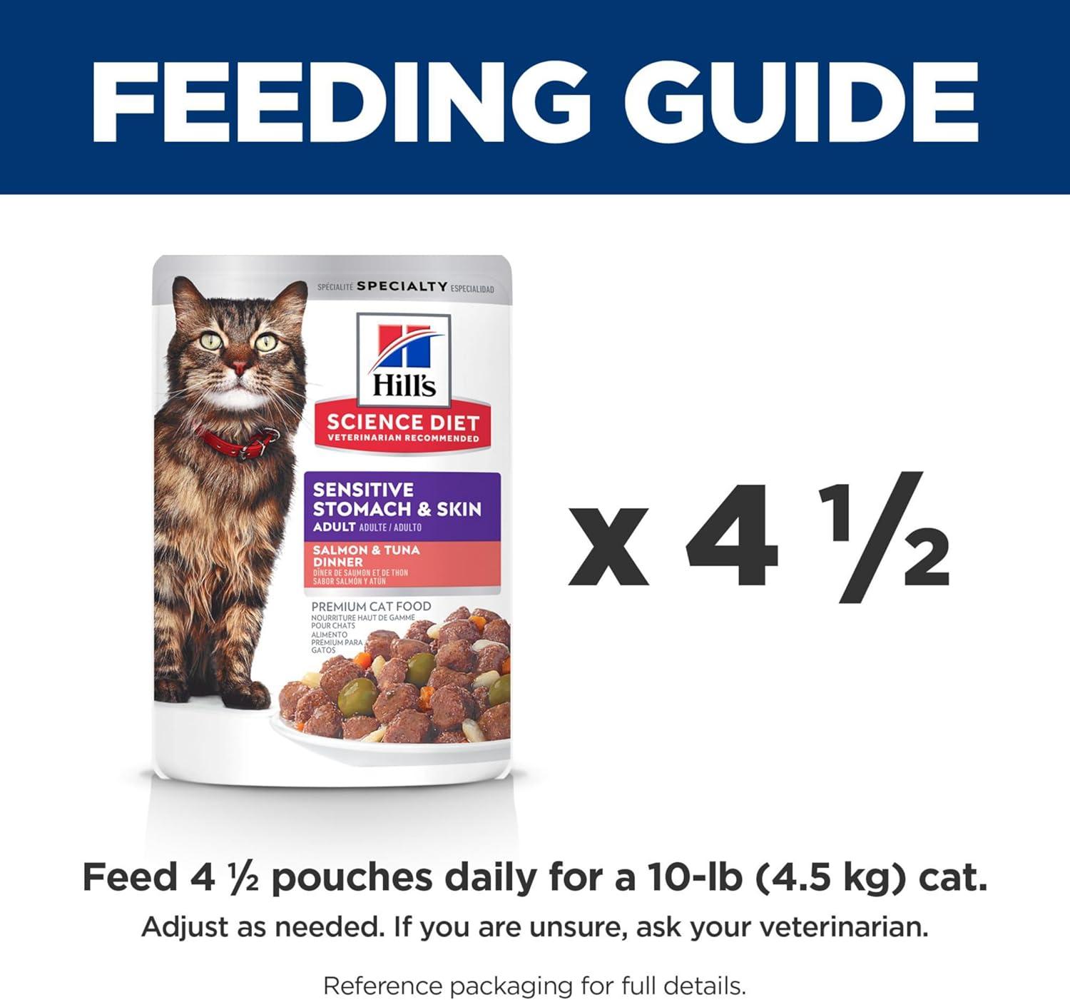 imageHills Science Diet Sensitive Stomach amp Skin Adult 16 Stomach amp Skin Sensitivity Support Wet Cat Food Chicken amp Beef Stew 28 oz Pouch Case of 24Salmon Tuna Stew
