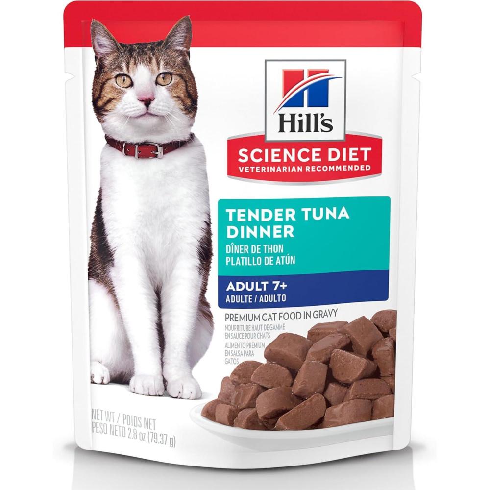 imageHills Science Diet Adult 7 Senior Adult 7 Premium Nutrition Wet Cat Food Chicken Stew 28 oz Pouch Case of 24Tuna Stew