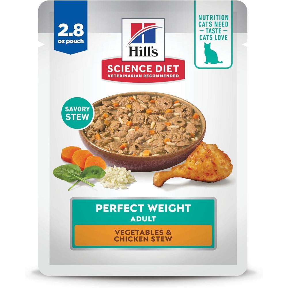 imageHills Science Diet Perfect Weight Adult 16 Weight Management Support Wet Cat Food Chicken amp Vegetables Stew 28 oz Pouch Case of 24Chicken Vegetables Stew