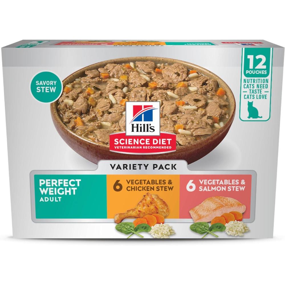 imageHills Science Diet Perfect Weight Adult 16 Weight Management Support Wet Cat Food Chicken amp Vegetables Stew 28 oz Pouch Case of 24Variety Pack Chicken Vegetables Salmon Vegetables Stew