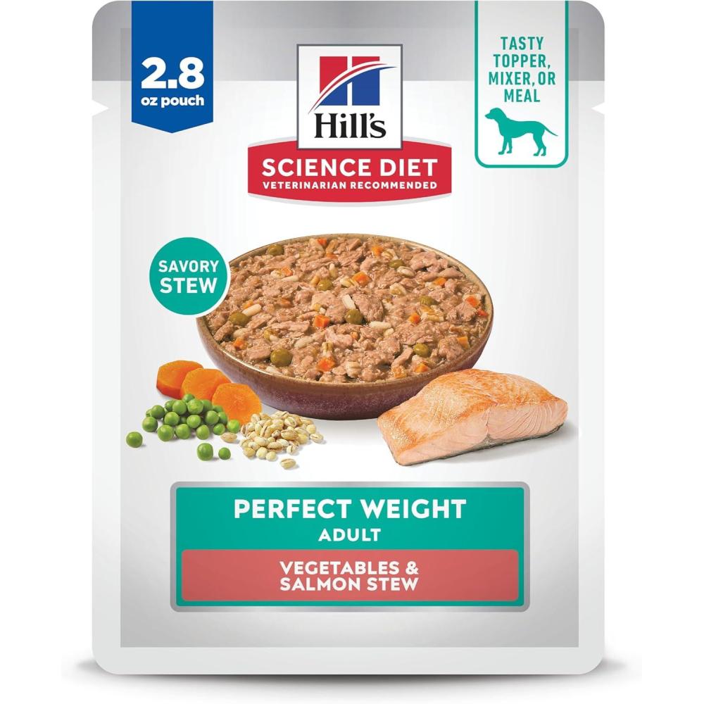 imageHills Science Diet Perfect Weight Adult 16 Weight Management Support Wet Dog Food Salmon amp Vegetables Stew 28 oz Pouch Case of 24