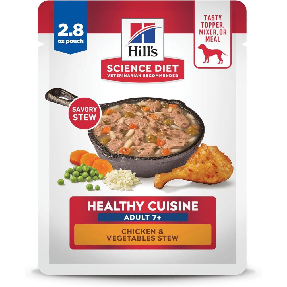 imageHills Science Diet Senior Adult 7 Healthy Cuisine Wet Dog Food Chicken amp Vegetables Stew 28 oz Pouch 24Pack