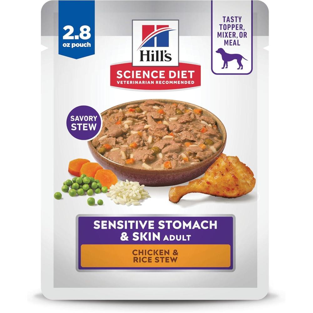 imageHills Science Diet Sensitive Stomach amp Skin Adult 16 Stomach amp Skin Sensitivity Support Wet Dog Food Turkey amp Vegetables Stew 28 oz Pouch Case of 24Chicken Rice Stew