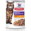 Hill’s Science Diet Sensitive Stomach & Skin, Adult 1-6, Stomach & Skin Sensitivity Support, Wet Cat Food, Chicken & Beef Stew, 2.8 oz Pouch, Case of 24(Chicken & Beef Stew)