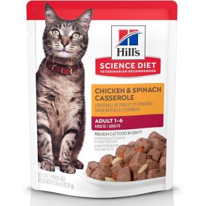 Hill’s Science Diet Adult 1-6, Adult 1-6 Premium Nutrition, Wet Cat Food, Tuna Stew, 2.8 oz Pouch, Case of 24(Chicken Casserole Stew)