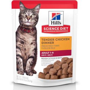 Hill’s Science Diet Adult 1-6, Adult 1-6 Premium Nutrition, Wet Cat Food, Tuna Stew, 2.8 oz Pouch, Case of 24(Chicken Stew)