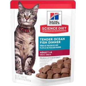 Hill’s Science Diet Adult 1-6, Adult 1-6 Premium Nutrition, Wet Cat Food, Tuna Stew, 2.8 oz Pouch, Case of 24(Ocean Fish Stew)