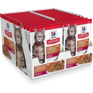 Hill’s Science Diet Adult 1-6, Adult 1-6 Premium Nutrition, Wet Cat Food, Tuna Stew, 2.8 oz Pouch, Case of 24(Turkey Casserole Stew)