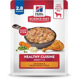 Hill’s Science Diet Adult 1-6 Healthy Cuisine Wet Dog Food, Chicken & Vegetables Stew, 2.8 oz Pouch, 24-Pack