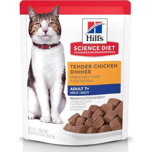 Hill’s Science Diet Adult 7+, Senior Adult 7+ Premium Nutrition, Wet Cat Food, Chicken Stew, 2.8 oz Pouch, Case of 24(Chicken Stew)