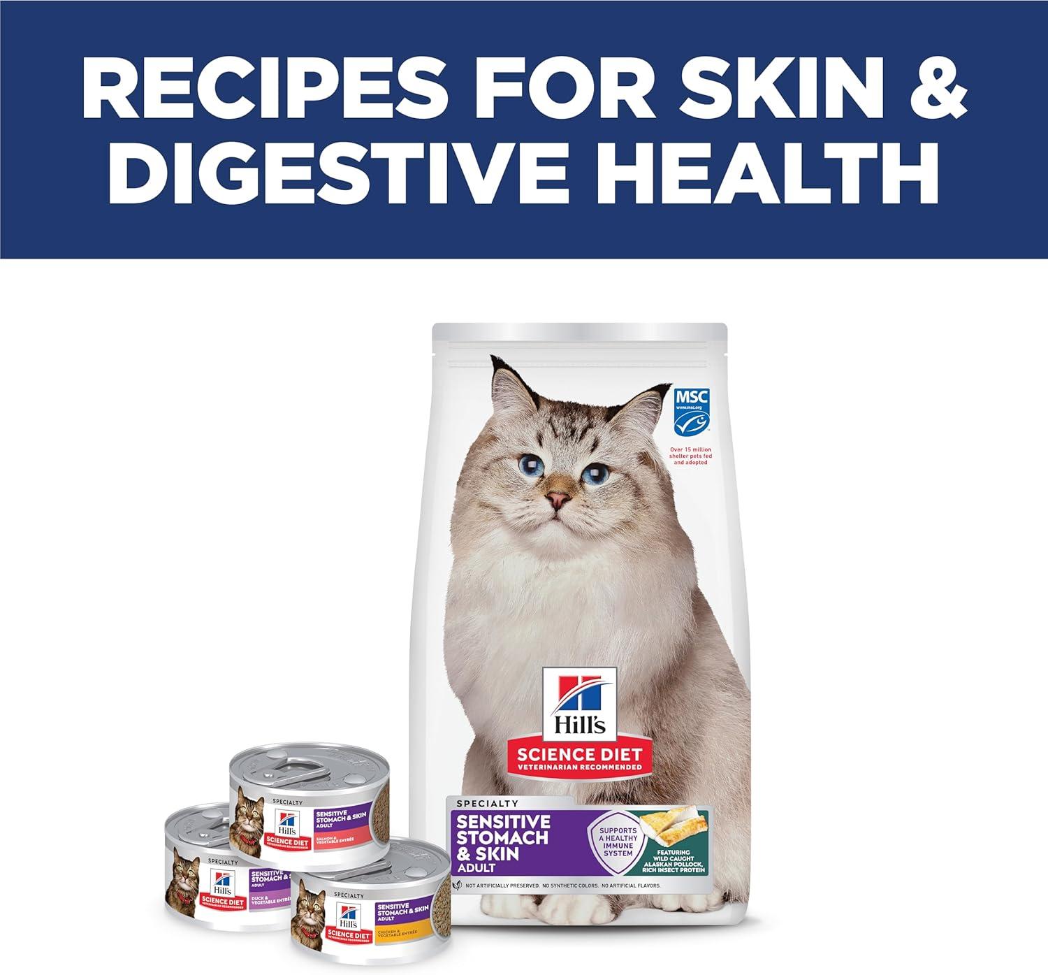 imageHills Science Diet Sensitive Stomach amp Skin Adult 16 Stomach amp Skin Sensitivity Support Dry Cat Food Chicken amp Rice 155 lb BagPollock Barley