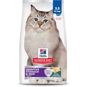 Hill’s Science Diet Sensitive Stomach & Skin, Adult 1-6, Stomach & Skin Sensitivity Support, Dry Cat Food, Chicken & Rice, 15.5 lb Bag(Pollock & Barley)
