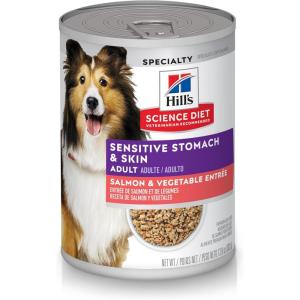 Hill’s Science Diet Sensitive Stomach & Skin, Adult 1-6, Stomach & Skin Sensitivity support, Wet Dog Food, Turkey & Rice Stew, 12.5 oz Can, Case of 12(Seafood)