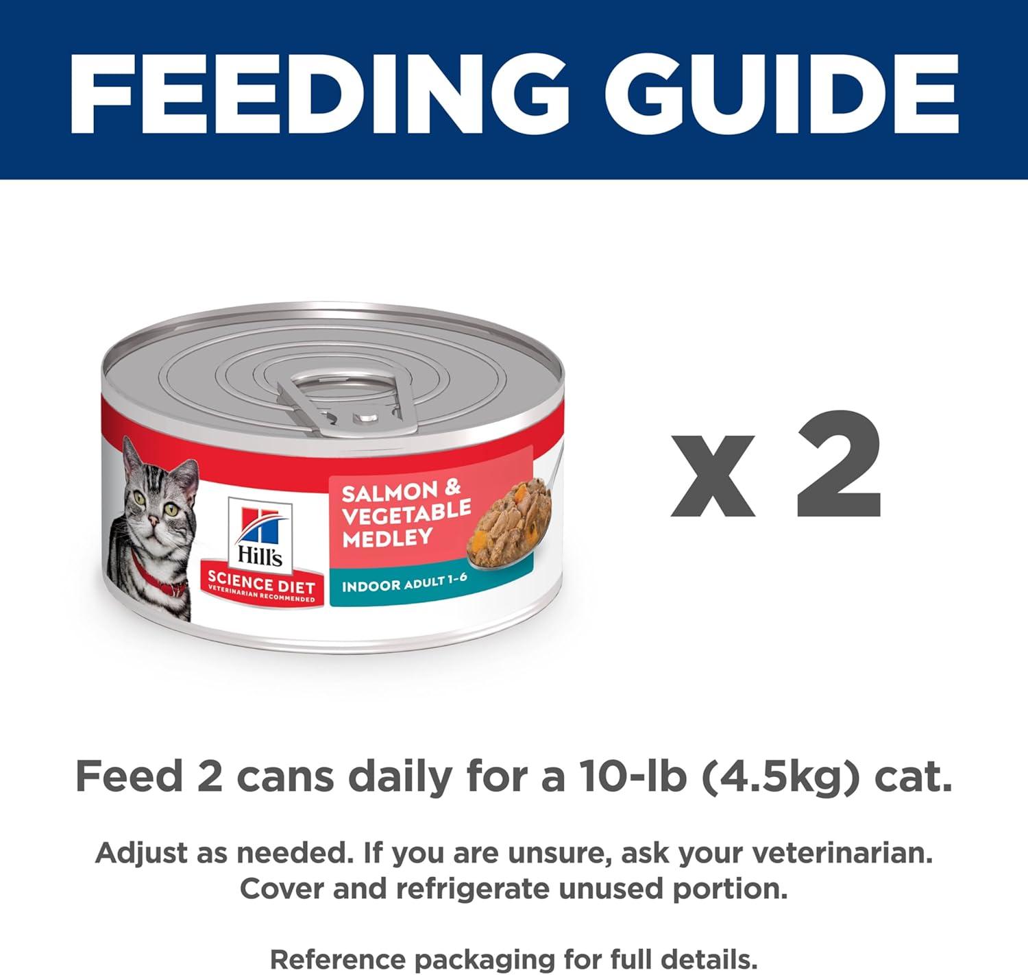 imageHills Science Diet Indoor Adult 16 Easy Litter Box Cleanup Wet Cat Food Salmon amp Vegetables Stew 55 oz Can Case of 24Salmon Vegetables Stew