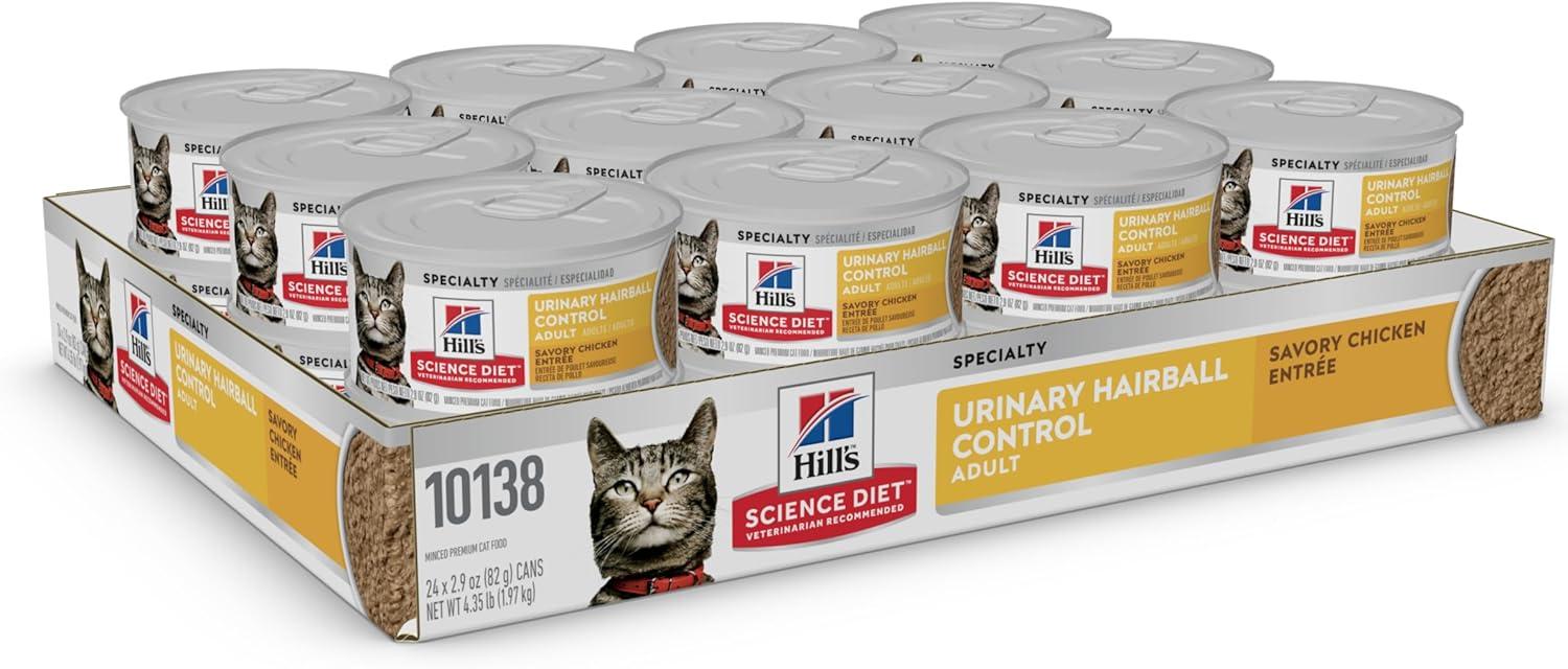 imageHills Science Diet Urinary Hairball Control Adult 16 Urinary Track Health amp Hairball Control Support Wet Cat Food Chicken Minced 29 oz Can Case of 12Chicken Minced