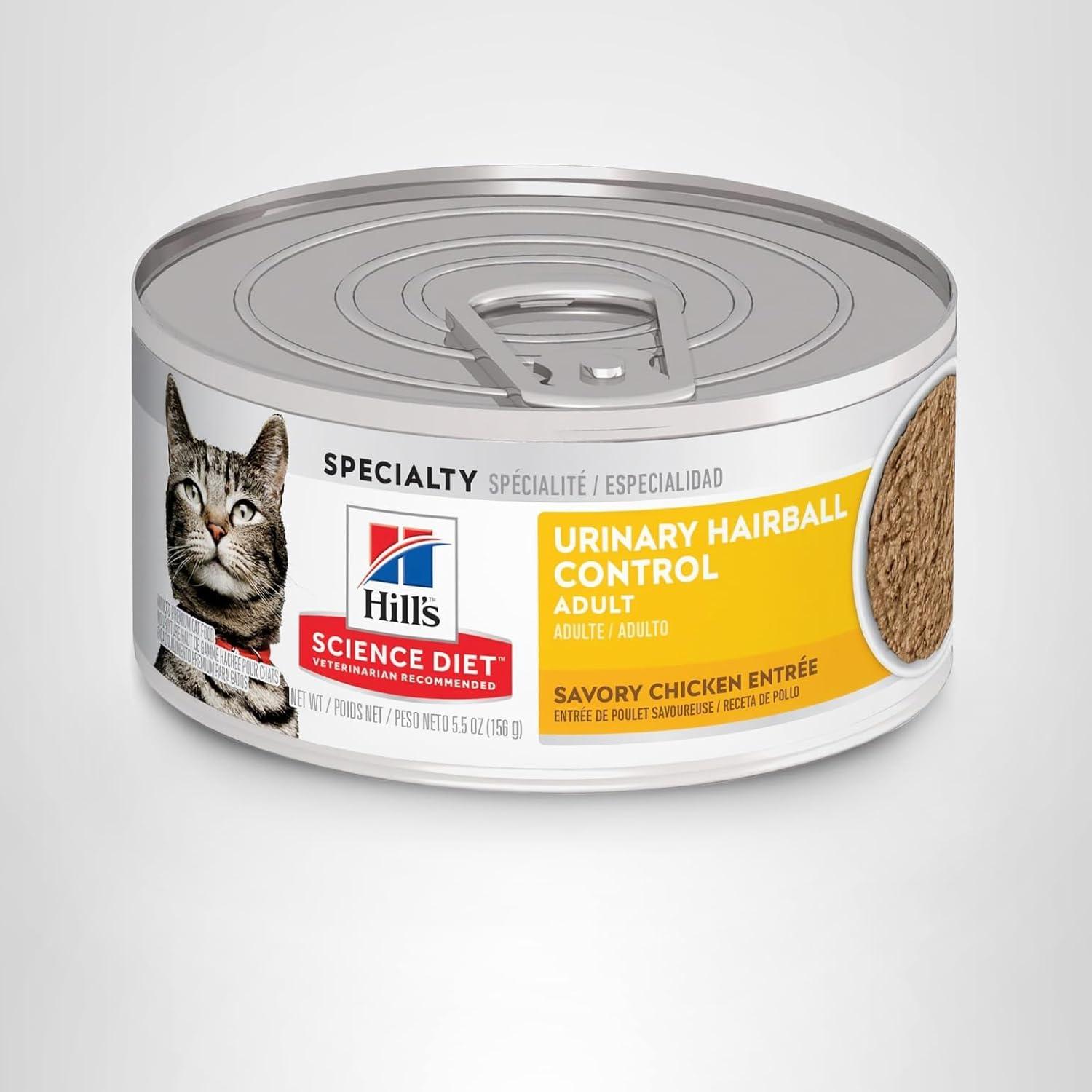 imageHills Science Diet Urinary Hairball Control Adult 16 Urinary Track Health amp Hairball Control Support Wet Cat Food Chicken Minced 29 oz Can Case of 12Chicken Minced