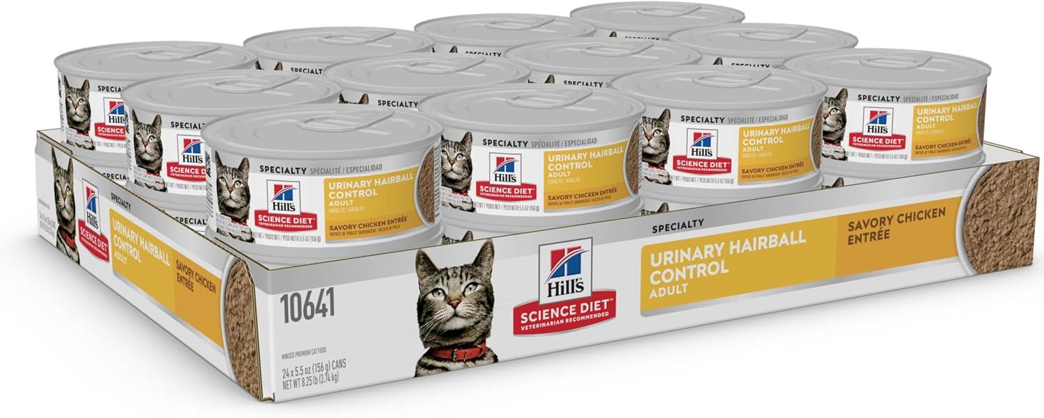 imageHills Science Diet Urinary Hairball Control Adult 16 Urinary Track Health amp Hairball Control Support Wet Cat Food Chicken Minced 29 oz Can Case of 12Chicken Minced