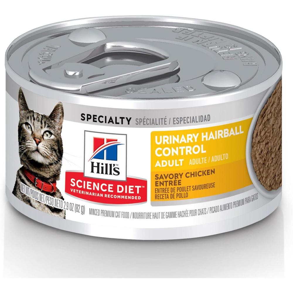 imageHills Science Diet Urinary Hairball Control Adult 16 Urinary Track Health amp Hairball Control Support Wet Cat Food Chicken Minced 29 oz Can Case of 12Chicken Minced