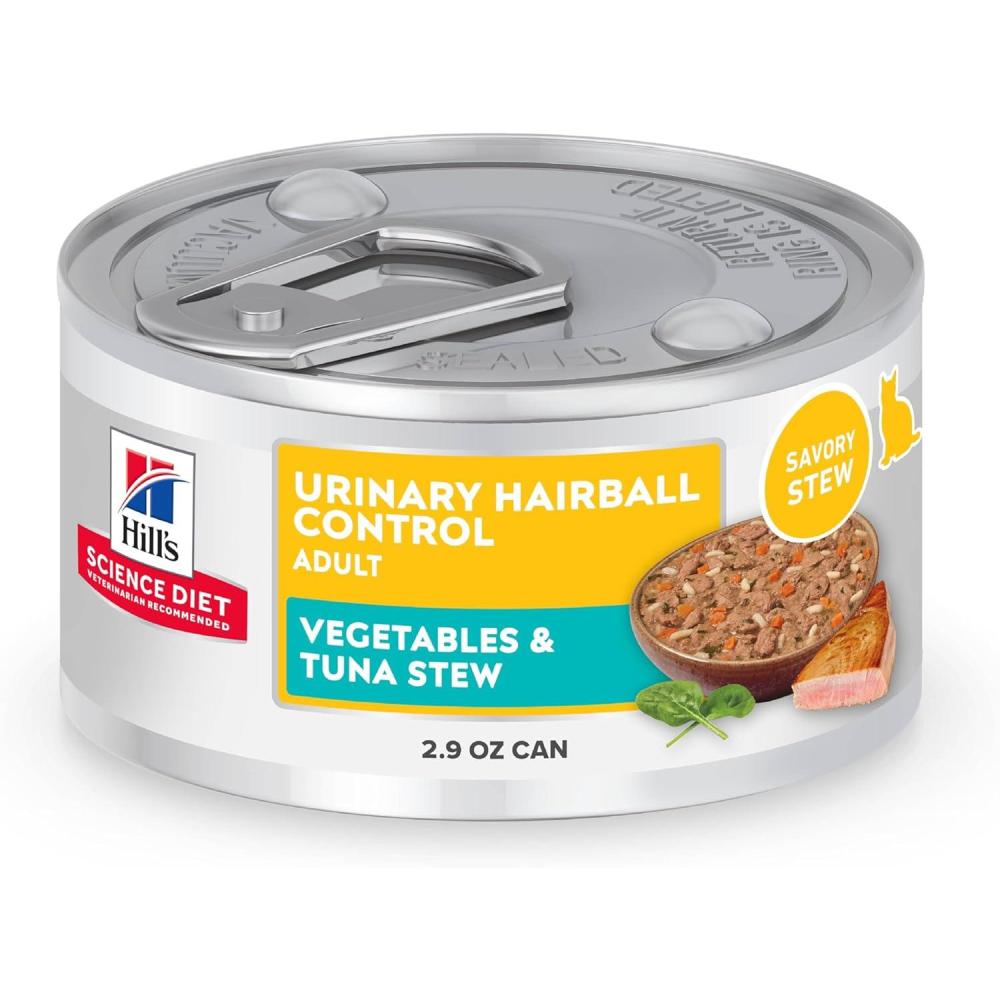 imageHills Science Diet Urinary Hairball Control Adult 16 Urinary Track Health amp Hairball Control Support Wet Cat Food Chicken Minced 29 oz Can Case of 12Tuna  Vegetables Stew