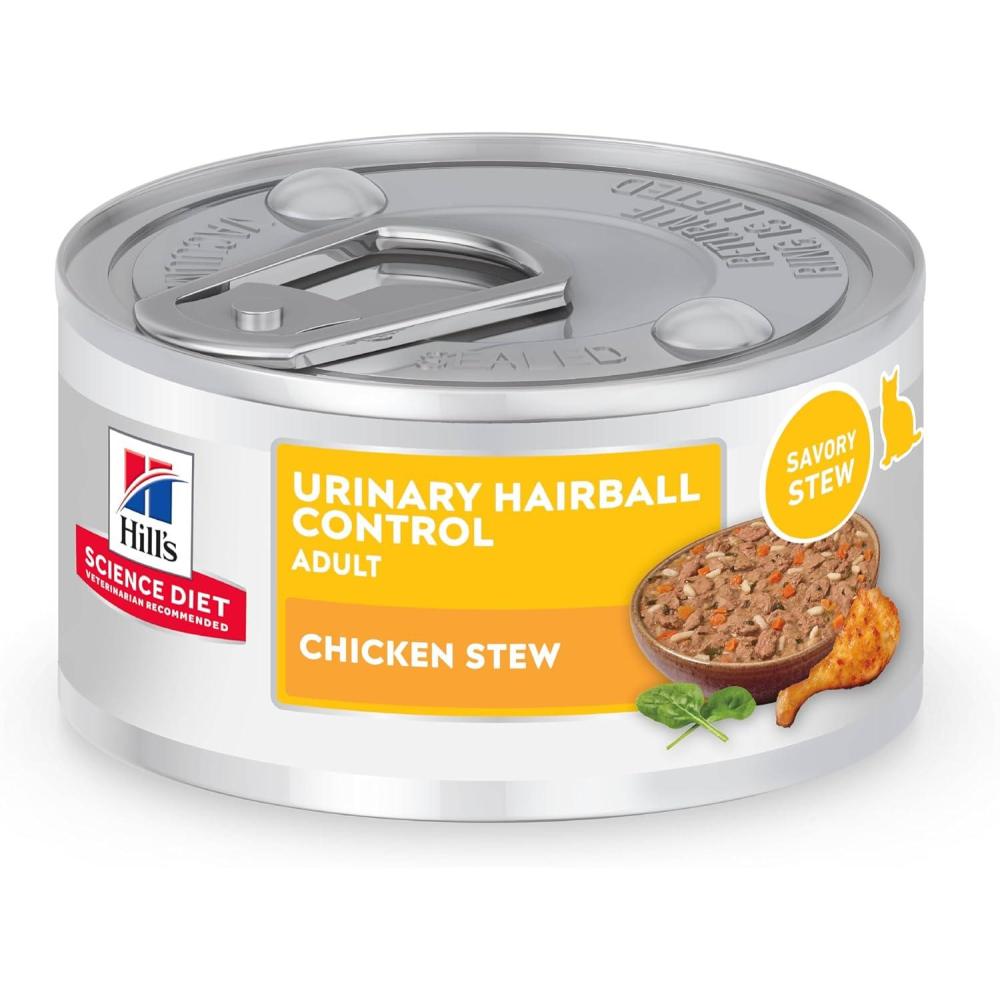 imageHills Science Diet Urinary Hairball Control Adult 16 Urinary Track Health amp Hairball Control Support Wet Cat Food Chicken Minced 29 oz Can Case of 12Chicken  Vegetables Stew