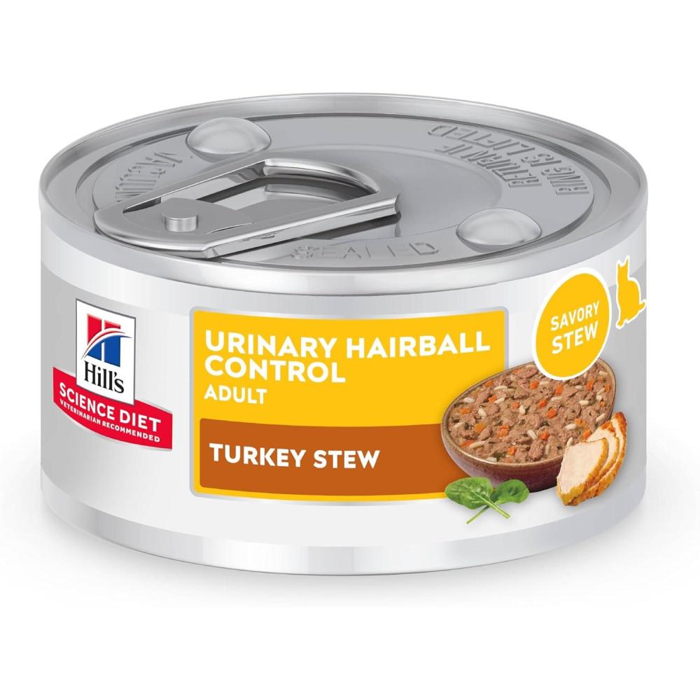 imageHills Science Diet Urinary Hairball Control Adult 16 Urinary Track Health amp Hairball Control Support Wet Cat Food Chicken Minced 29 oz Can Case of 12Turkey  Vegetables Stew