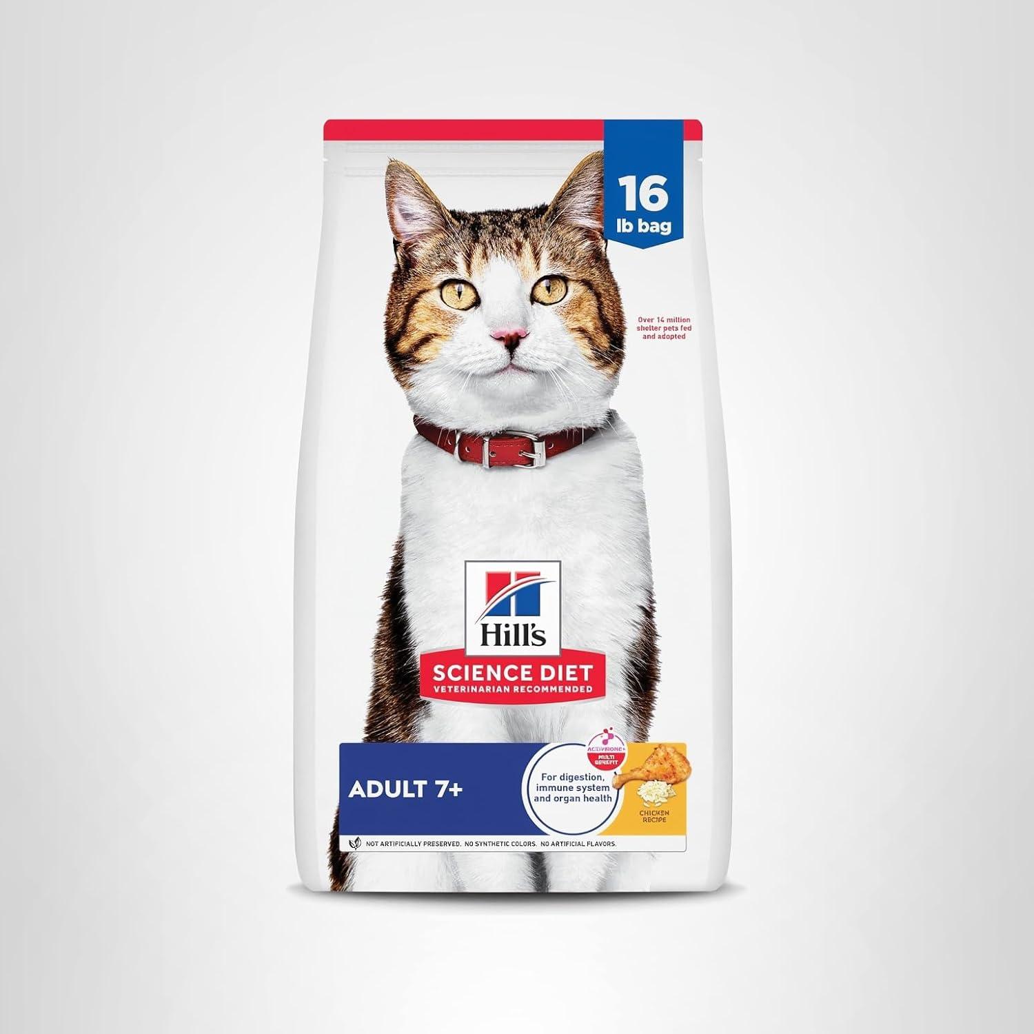 imageHills Science Diet Adult 7 Senior Adult 7 Premium Nutrition Dry Cat Food Chicken Recipe 7 lb BagChicken