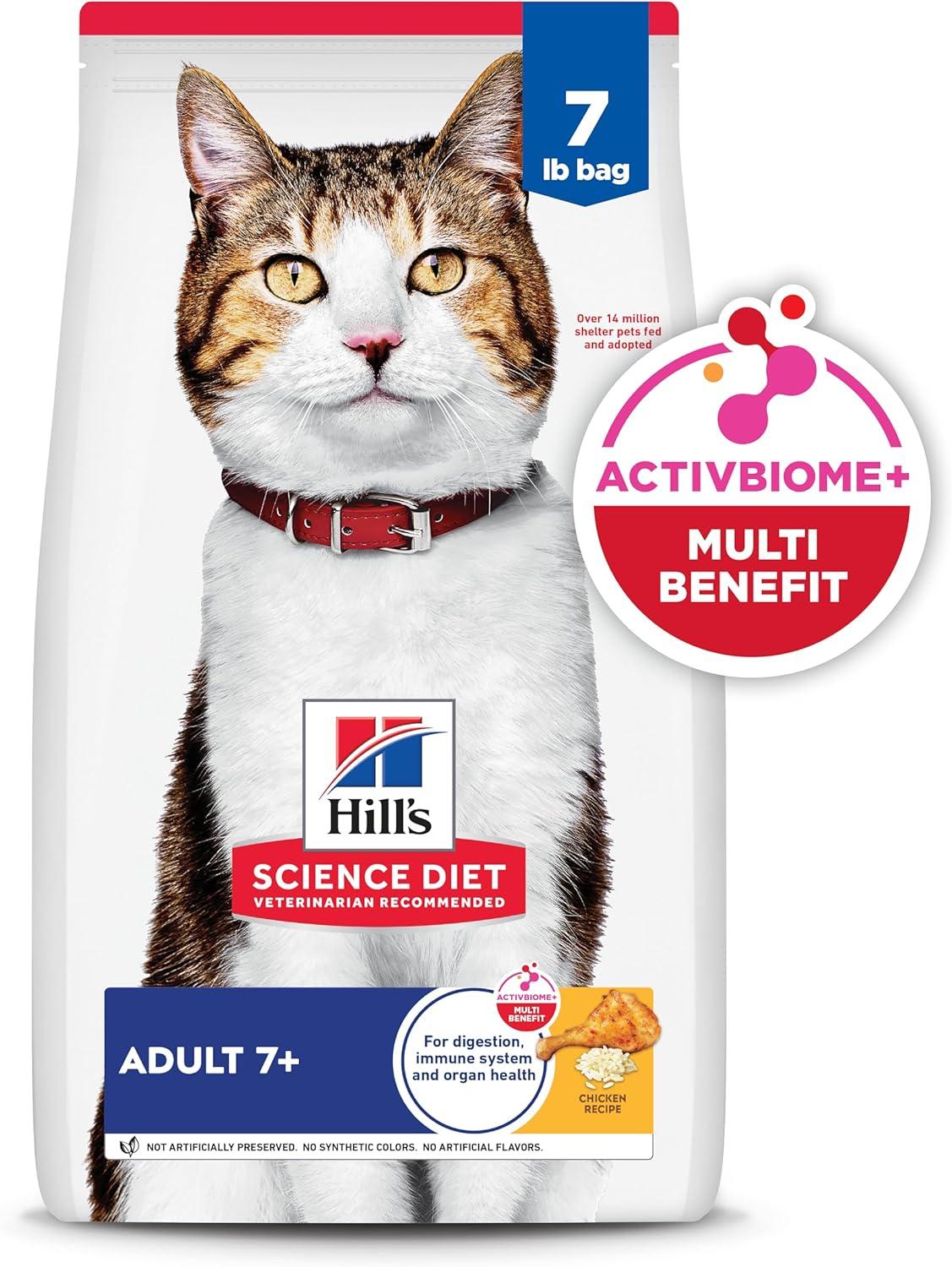 imageHills Science Diet Adult 7 Senior Adult 7 Premium Nutrition Dry Cat Food Chicken Recipe 7 lb BagChicken
