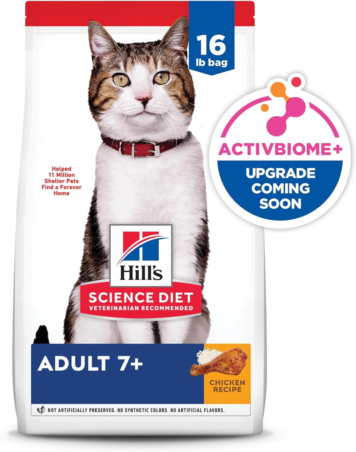 imageHills Science Diet Adult 7 Senior Adult 7 Premium Nutrition Dry Cat Food Chicken Recipe 7 lb BagChicken