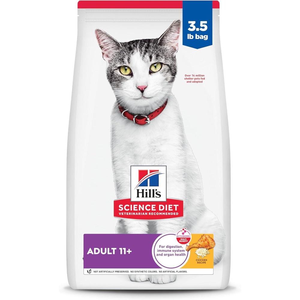 imageHills Science Diet Adult 11 Senior Adult 11 Premium Nutrition Dry Cat Food Chicken Recipe 7 lb BagChicken