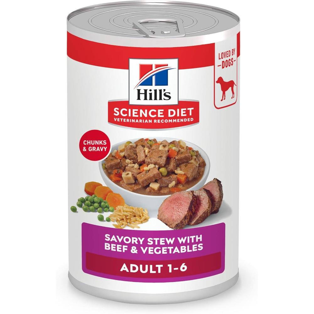 imageHills Science Diet Adult 16 Adult 16 Premium Nutrition Wet Dog Food Chicken amp Vegetables Stew 128 oz Can Case of 12Beef  Vegetables Stew
