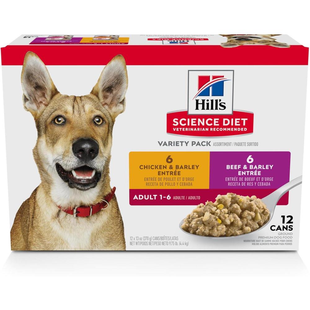 imageHills Science Diet Adult 16 Adult 16 Premium Nutrition Wet Dog Food Chicken amp Vegetables Stew 128 oz Can Case of 12Variety Pack Chicken Barley Beef Barley Loaf