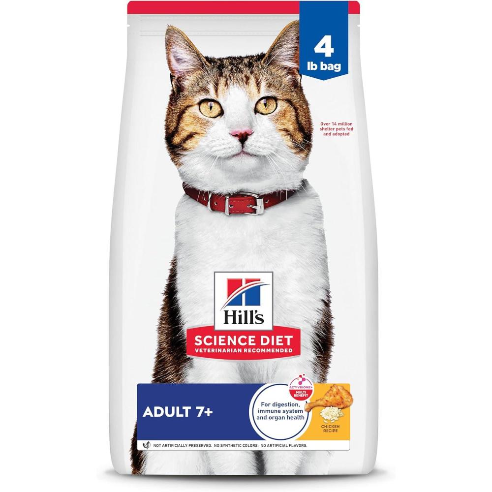 imageHills Science Diet Adult 7 Senior Adult 7 Premium Nutrition Dry Cat Food Chicken Recipe 7 lb BagChicken