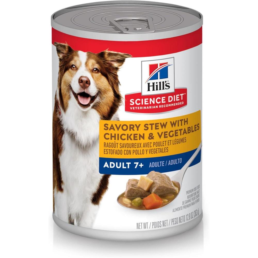 imageHills Science Diet Adult 7 Senior Adult 7 Premium Nutrition Wet Dog Food Variety Pack Chicken amp Barley Beef amp Barley Loaf 13 oz Can Variety Pack Case of 12Chicken  Vegetables Stew