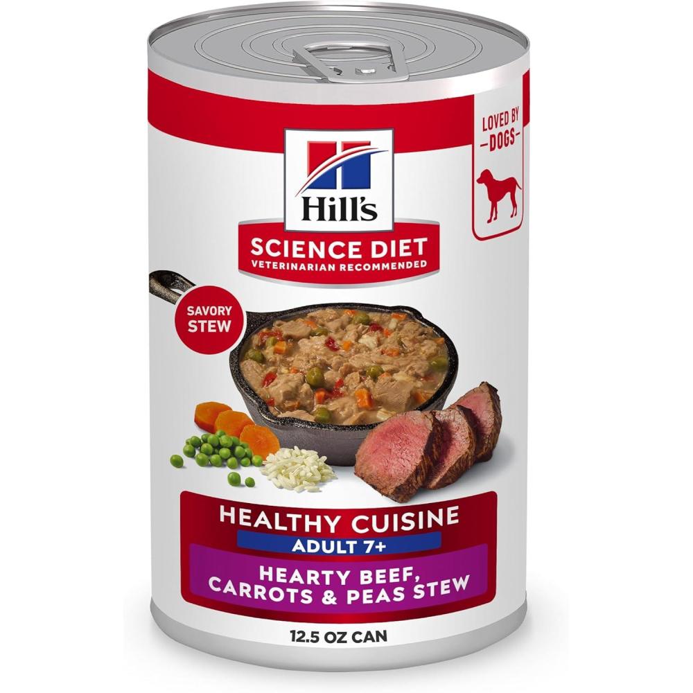 imageHills Science Diet Healthy Cuisine Senior Adult 7 Senior Premium Nutrition Wet Dog Food Braised Beef Carrots amp Peas Stew 125 oz Can Case of 12Braised Beef  Carrots  Peas Stew