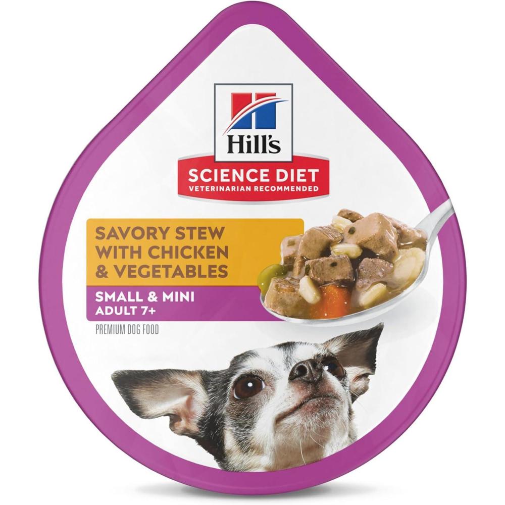 imageHills Science Diet Small amp Mini Senior Adult 7 Small amp Mini Breeds Senior Premium Nutrition Wet Dog Food Chicken amp Vegetables Stew 35 oz Tray Case of 12Chicken  Vegetables Stew