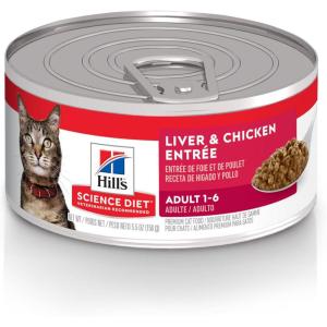 Hill’s Science Diet Adult 1-6, Adult 1-6 Premium Nutrition, Wet Cat Food, Chicken Stew, 5.5 oz Can, Case of 24(Liver & Chicken Minced)
