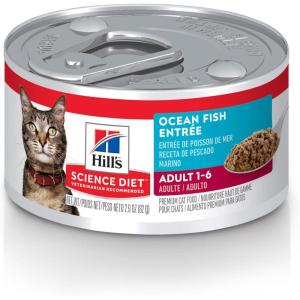 Hill’s Science Diet Adult 1-6, Adult 1-6 Premium Nutrition, Wet Cat Food, Chicken Stew, 5.5 oz Can, Case of 24(Ocean Fish Minced)