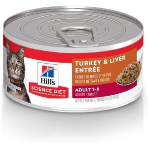 Hill’s Science Diet Adult 1-6, Adult 1-6 Premium Nutrition, Wet Cat Food, Chicken Stew, 5.5 oz Can, Case of 24(Turkey & Liver Minced)