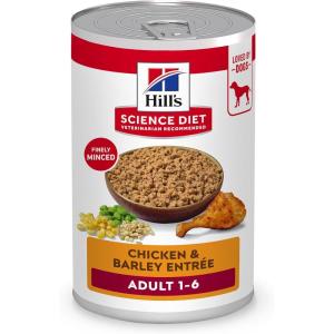 Hill’s Science Diet Adult 1-6, Adult 1-6 Premium Nutrition, Wet Dog Food, Chicken & Vegetables Stew, 12.8 oz Can, Case of 12(Chicken & Barley)
