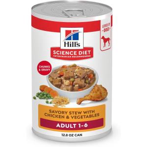 Hill’s Science Diet Adult 1-6, Adult 1-6 Premium Nutrition, Wet Dog Food, Chicken & Vegetables Stew, 12.8 oz Can, Case of 12(Chicken & Vegetables Stew)