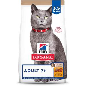 Hill’s Science Diet Adult 7+, Senior Adult 7+ Premium Nutrition, Dry Cat Food, Chicken Recipe, 7 lb Bag(Chicken & Brown Rice)
