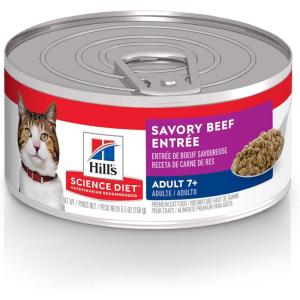 Hill’s Science Diet Adult 7+, Senior Adult 7+ Premium Nutrition, Wet Cat Food, Tuna Stew, 5.5 oz Can, Case of 24(Beef Minced)