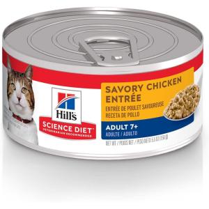 Hill’s Science Diet Adult 7+, Senior Adult 7+ Premium Nutrition, Wet Cat Food, Tuna Stew, 5.5 oz Can, Case of 24(Chicken Minced)