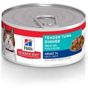 Hill’s Science Diet Adult 7+, Senior Adult 7+ Premium Nutrition, Wet Cat Food, Tuna Stew, 5.5 oz Can, Case of 24(Tuna Stew)