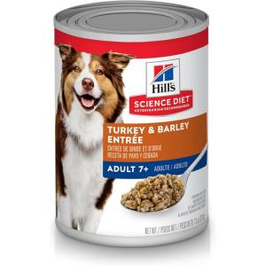 Hill’s Science Diet Adult 7+, Senior Adult 7+ Premium Nutrition, Wet Dog Food, Variety Pack: Chicken & Barley; Beef & Barley Loaf, 13 oz Can Variety Pack, Case of 12(Turkey & Barley Loaf)