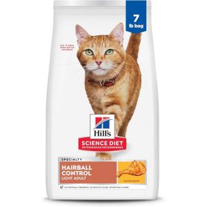 Hill’s Science Diet Hairball Control Light, Adult 1-6, Weight Management & Hairball Control Support, Dry Cat Food, Chicken Recipe, 15.5 lb Bag(Chicken)